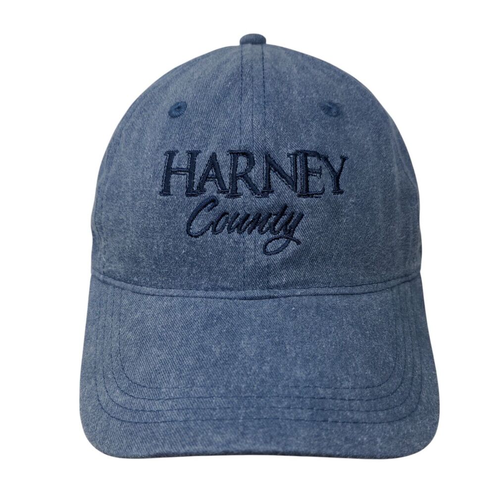 Harney County Slideback Hat Blue OSFA Adjustable Embroidered 6 Panel Cotton